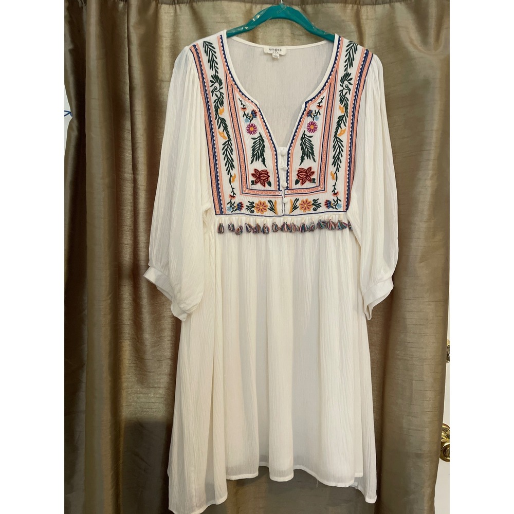 UMGEE off white BOHO tunic dress with embrodery